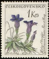 (1960-063) Марка Чехословакия "Горечавка Клюза"   Цветы III Θ