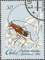 (1980-006) Марка Куба "Длиннорогий жук "    Насекомые III Θ