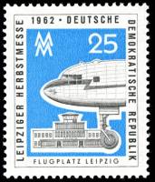 (1962-050) Марка Германия (ГДР) "Аэропорт"    Ярмарка, Лейпциг III Θ