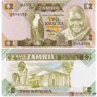 Банкнота Замбия 1980 год 2 квача Кеннет Каунда   UNC