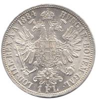 Монета Австро-Венгрия 1884 год      Серебро (Ag)  XF
