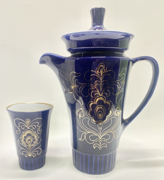Кувшин + стакан кобальт позолота Возрождение СССР