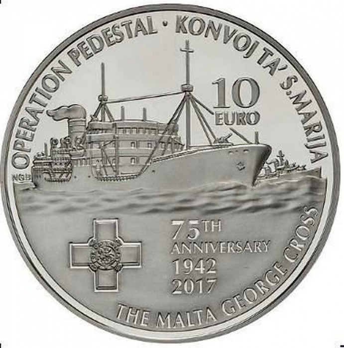 (2017) Монета Мальта 2017 год 10 евро &quot;Операция Пьедестал&quot;  Сертификат Серебро Ag 925  PROOF
