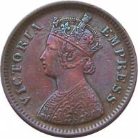 (№1877km484) Монета Индия 1877 год frac12; Pice