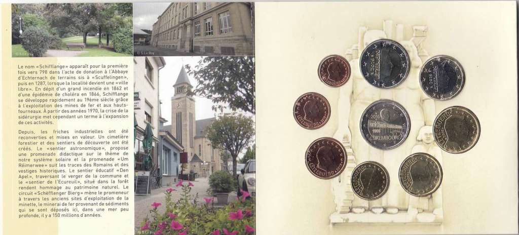 (2016, 9 монет) Набор монет Люксембург 2016 год &quot;Шиффланж&quot;   Буклет