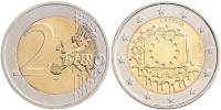 (003) Монета Латвия 2015 год 2 евро "30 лет флагу Европы"  Биметалл  UNC