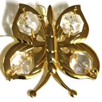 Сувенир "Бабочка", 7*7 см, металл, покрытие - золото 24 к., кристаллы Сваровски, США, новый