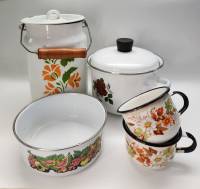 Бидон Кастрюля миска и 2 кружки Эмалированная посуда 5 предметов