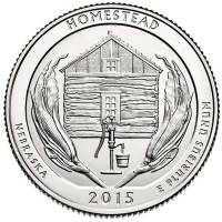 026s Монета США 2015 год 25 центов Гомстед  Медь-Никель  UNC