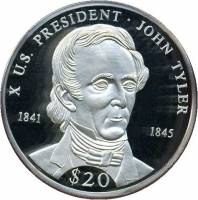 (№2000km878) Монета Либерия 2000 год 20 Dollars (10-й президент США Джон Тайлер)