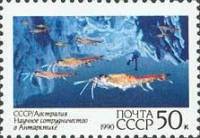 (1990-054) Марка СССР "Морские животные"   Научное сотрудничество СССР и Автралии в Антарктиде III O