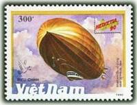 (1990-127) Марка Вьетнам "Дирижабль LZ-129 Гинденбург"    Дирижабли III O