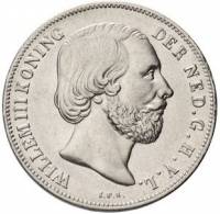 () Монета Нидерланды (Голландия) 1850 год 1  ""   Биметалл (Серебро - Ниобиум)  UNC