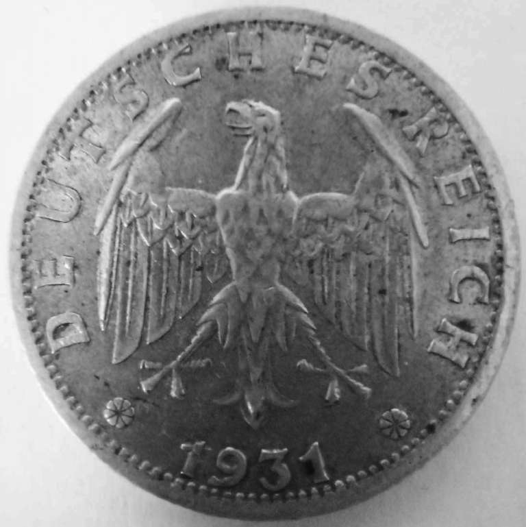 (1931a) Монета Германия (Веймар) 1931 год 3 марки   Ветки дуба Серебро Ag 500  XF