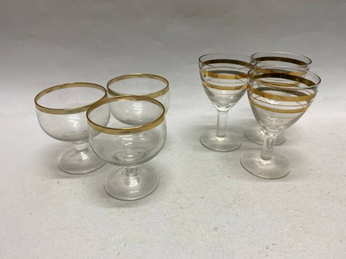 Рюмки хрусталь позолота, два дизайна, 6 шт
