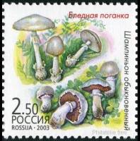 2003-060 Марка Россия Бледная поганка и шампиньон  Грибы-двойники III O