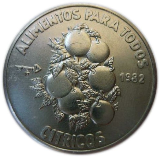 (1982) Монета Куба 1982 год 1 песо &quot;ФАО Всемирный день продовольствия Цитрусовые&quot;  Медь-Никель  UNC