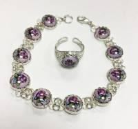 Набор украшений "Финифть", серебрение, браслет и перстень (сост. на фото)