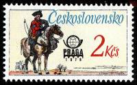 (1977-026) Марка Чехословакия "Австрийский Почтальон 19 век" ,  II Θ