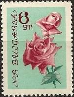 (1962-034) Марка Болгария "Роза (Розовый, голубой)"   Розы III O