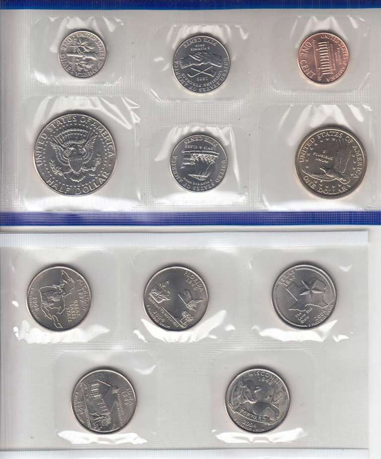 (2004p, 11 м.) Набор США 2004 год  Сакагавея и 5 монет остальных номиналов  UNC