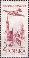 (1958-036) Марка Польша "Ратуша в Гданьске"   Самолет над городами II Θ