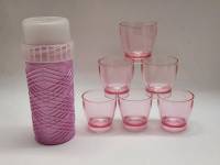 Походный набор стопок в футляре СССР пластик розовый