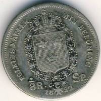 (№1830km626) Монета Швеция 1830 год ⅛ Riksdaler