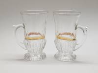 Чашки кружки бокалы 2 штуки для грога глинтвейна стекло золочение