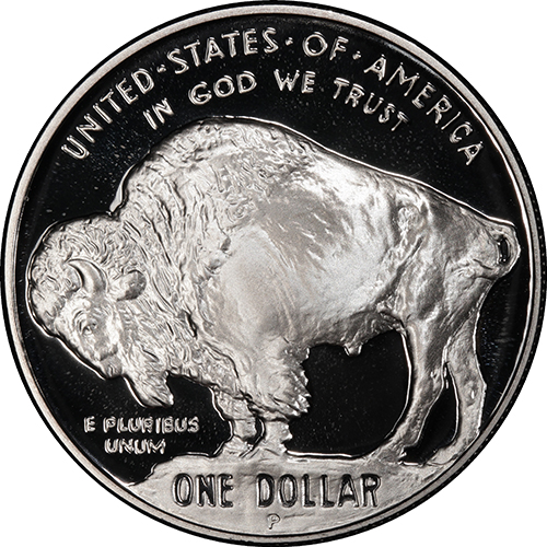 (2001p) Монета США 2001 год 1 доллар   Коренные жители Америки. Бизон. Индеец Серебро Ag 900  PROOF