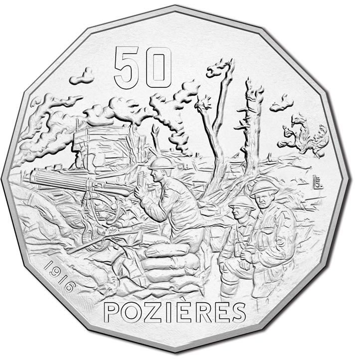 (2016) Монета Австралия 2016 год 50 центов &quot;Битва за Позьер&quot;  Медь-Никель  Буклет