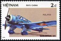 (1986-069) Марка Вьетнам "PZL P-23 Карас"    Всемирная выставка ЭКСПО'86, Ванкувер  III O