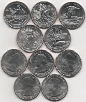 2018 5 монет 25 центов Смесь дворов Набор монет США Парки    UNC