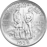 (1938s, 1934 на о\с) Монета США 1938 год 50 центов   200 лет Дениелу Буну Серебро Ag 900  UNC