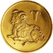 (020 спмд) Монета Россия 2003 год 25 рублей "Овен"  Золото Au 999  UNC