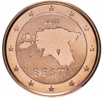 (2011) Монета Эстония 2011 год 1 евроцент   Сталь, покрытая медью  UNC