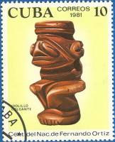(1981-087) Марка Куба "Африканский идол"    100 лет со дня рождения Фернандо Ортиса III O