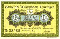 (№1921) Банкнота Германия 1921 год "10 Pfennig"