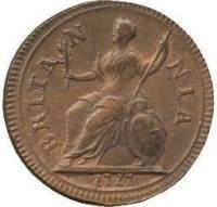 () Монета Великобритания 1717 год 1  ""   Медь  AU