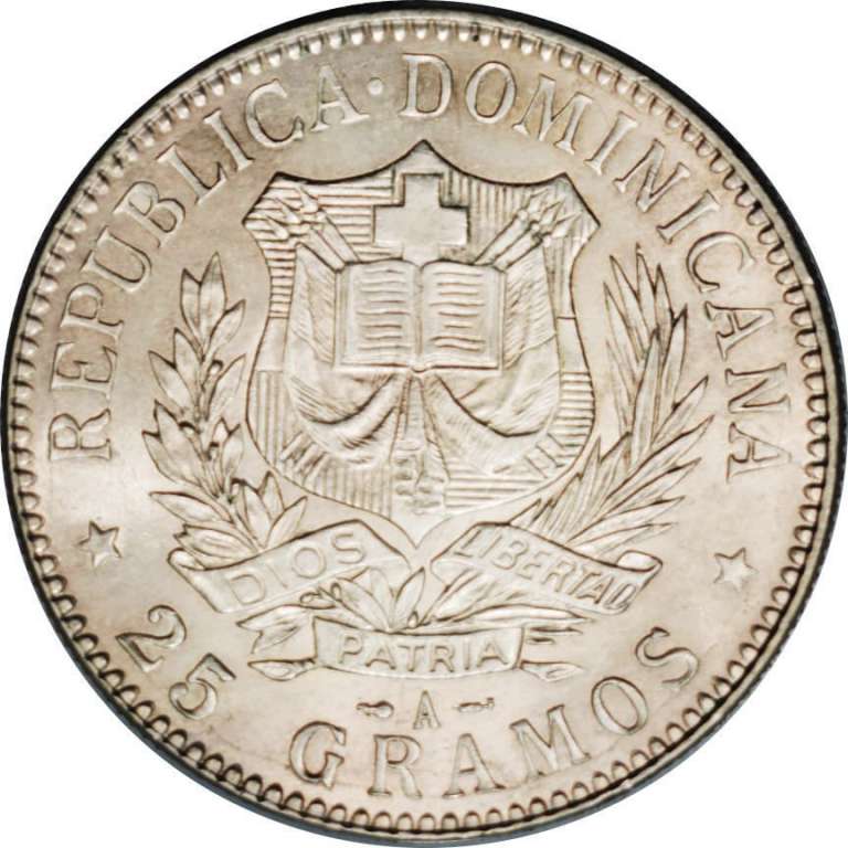 () Монета Доминикана 1897 год 1  &quot;&quot;   Биметалл (Серебро - Ниобиум)  AU