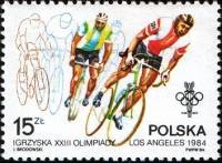 (1984-017) Марка Польша "Велосипедный спорт"    Олимпийские игры 1984 года Лос-Анджелес и Сараево II