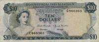(№1968P-30a) Банкнота Багамские острова 1968 год "10 Dollars"