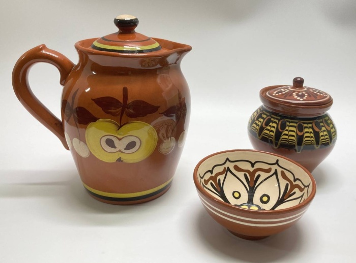 Кувшин + сахарница + пиала, керамика
