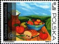 (1973-042) Марка Польша "Натюрморт"    Охрана окружающей среды III Θ
