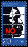 (1978-091) Марка Германия (ГДР) "За колючей проволокой"    Борьба с расизмом III Θ