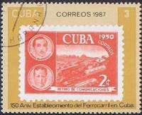 (1987-070) Марка Куба "Марка Кубы 259"    150 лет ЖД на Кубе II Θ
