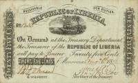 (№1880P-10 A) Банкнота Либерия 1880 год "25 Cents"