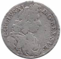 (1688) Монета Швеция 1688 год 1 марка "Карл XI"  Серебро Ag 694  VF