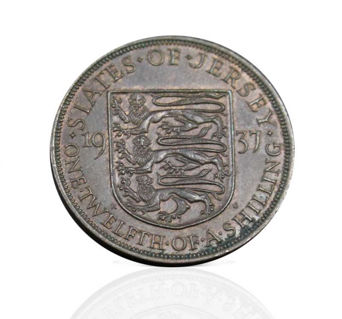 (1937) Монета Остров Джерси 1937 год 1/12 шиллинга &quot;Георг VI&quot;  Медь  XF