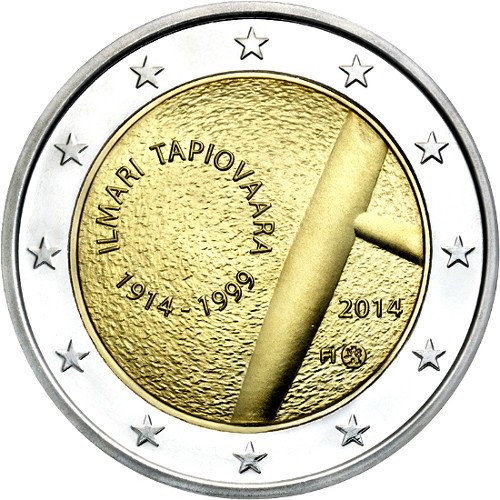 (016) Монета Финляндия 2014 год 2 евро &quot;Илмари Тапиоваара&quot;  Биметалл  VF